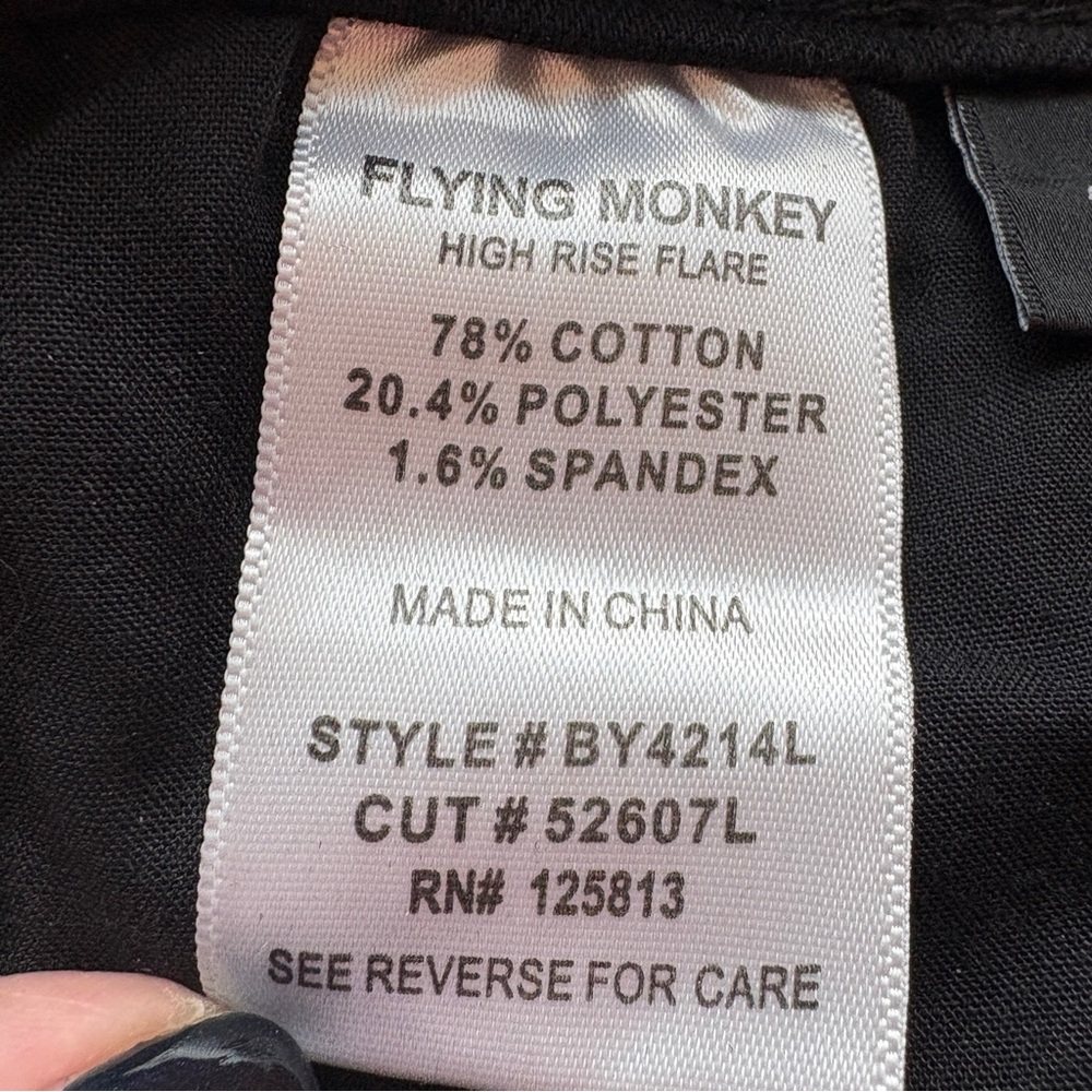 Flying Monkey Black High Rise Split‎ Flare Stretch Long Jean Womens 24 Tall NWT - Picture 9 of 12